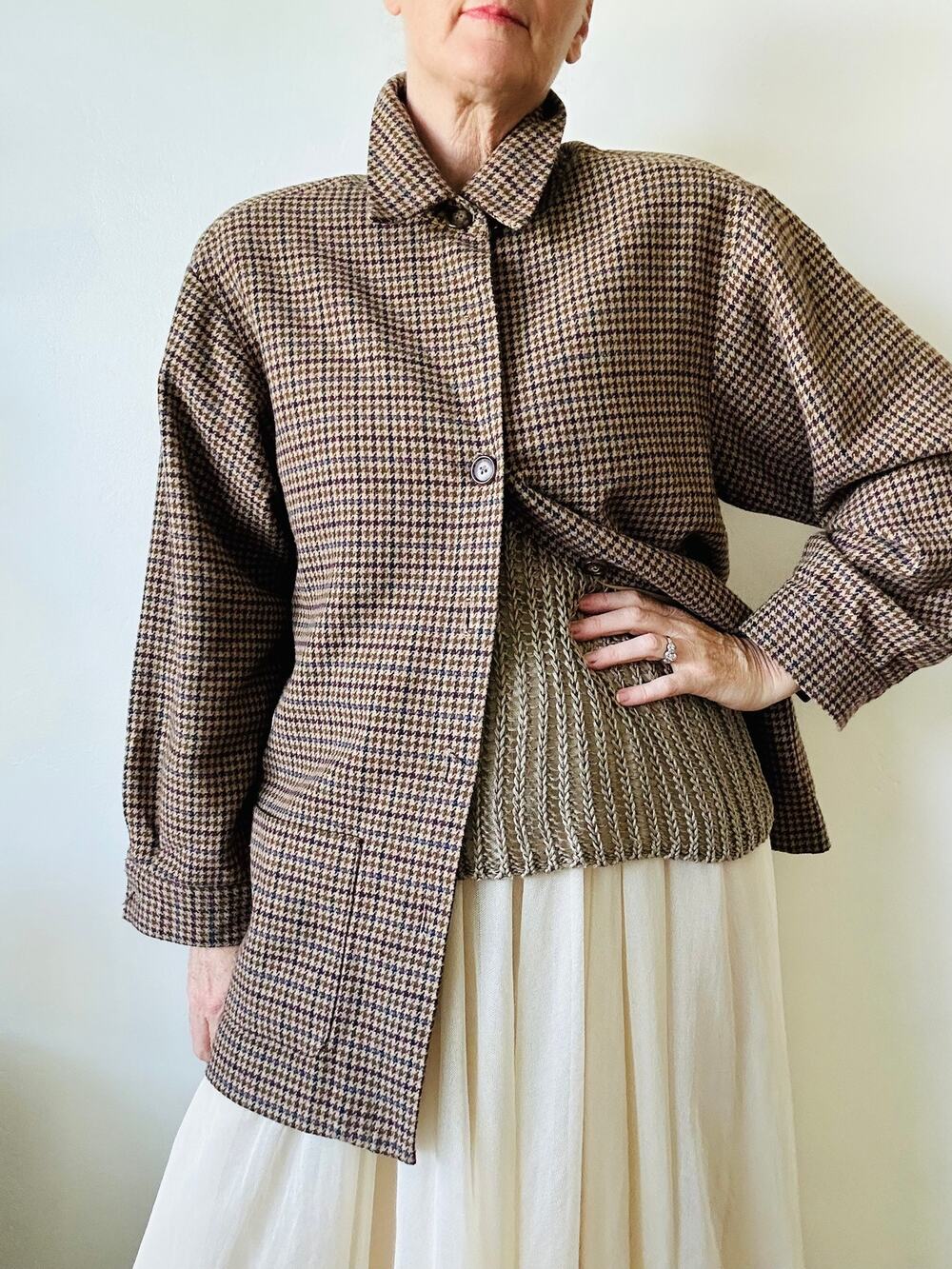 Vintage Womens Wool Houndstooth Heritage Fall Jacket/Blazer Size 10 Countyside